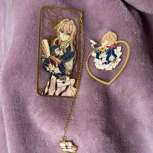 Anime Character Enamel Pin Set with Gold Accents